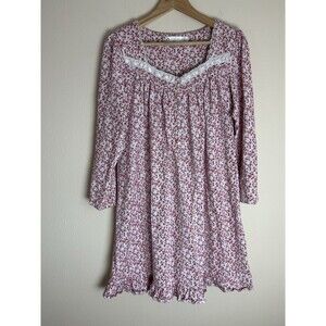 Eileen West S Floral Nightgown Lace Mini Babydoll Sleep Dress Peasant Prairie